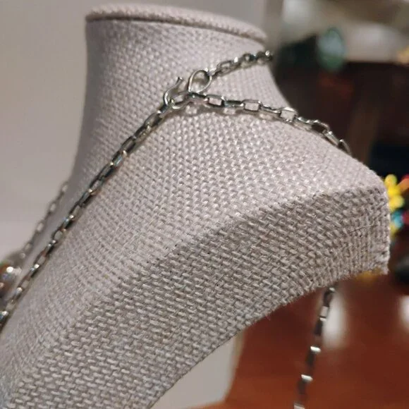 Turquoise Heart Stone Sterling Silver Lariat Necklace Butterfly Flower Southwest - Picture 8 of 12